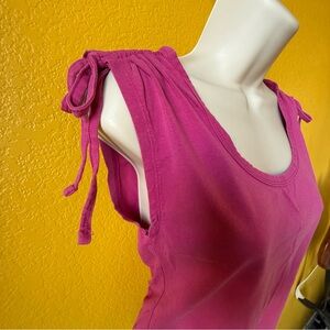 Guess Jeans Fuschia Pink Cotton Gathered Shoulder Tee Shirt